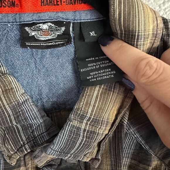Harley-Davidson Men’s Plaid Button-Up Shirt — Size XL - Picture 5 of 10
